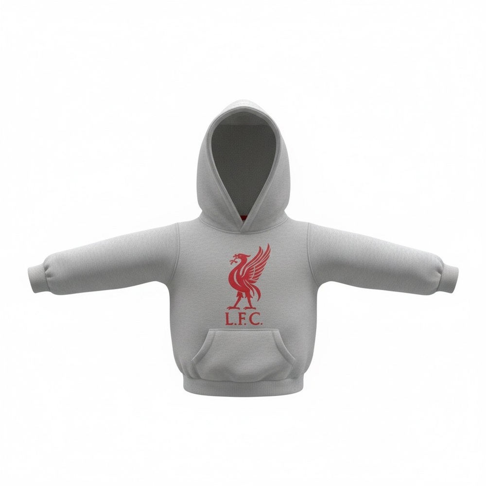 Liverpool Kids Gray Hoodie with Red Logo